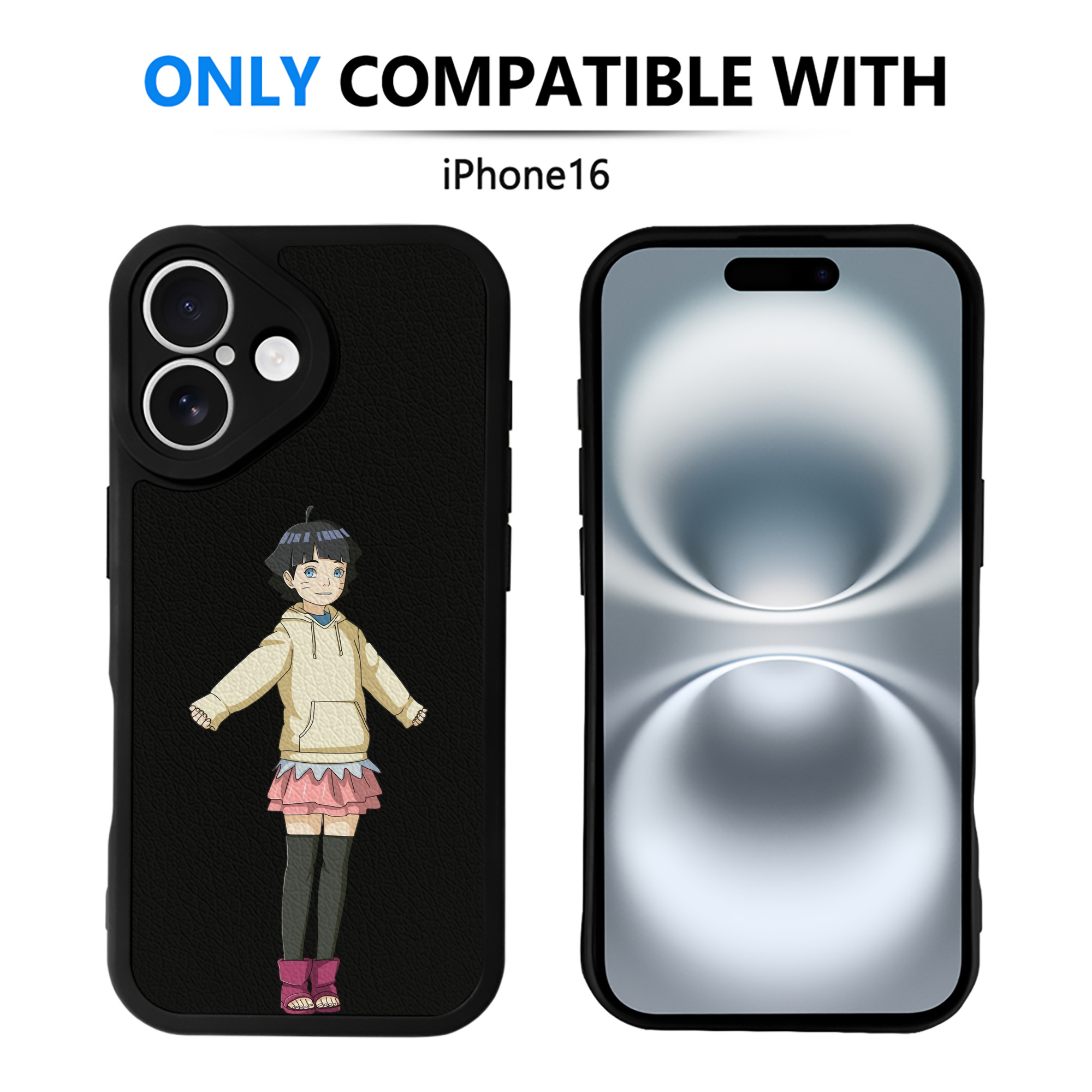 （画像用） NARUTO -ナルト- うずまき ヒマワリ Uzumaki Himawari 【iPhone 16シリーズ対応】シリコンスマホケース（レザー調） 材質：シリコン